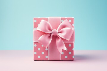 Wall Mural - A pink gift box with a pink bow