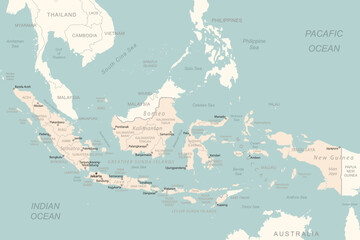 Wall Mural - Indonesia - detailed map with administrative divisions country.