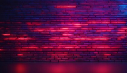 Wall Mural - Neon light on brick walls that are not plastered background and texture.