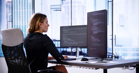 Wall Mural - coder using computer at desk