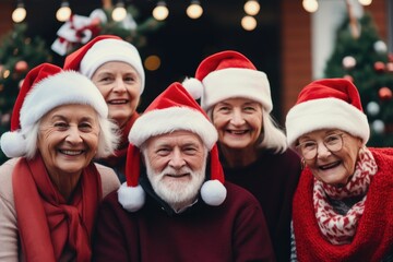 Wall Mural - Group portrait of diverse senior people in a nursing home