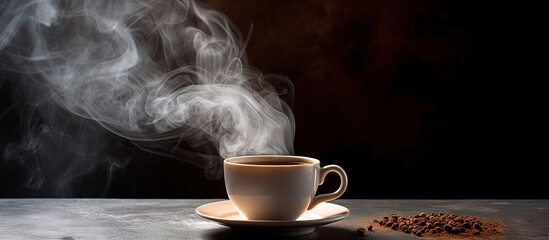 Poster - Steaming java and puff Copy space image Place for adding text or design
