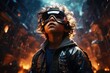 A determined child, clad in a jacket and sporting goggles, prepares for a high-stakes adventure in this action-packed film