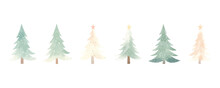 Collection Of Watercolor Christmas Trees