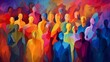 AI generated illustration of colorful abstract crowd