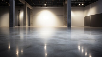 Wall Mural - A glossy polished concrete floor with subtle veining under soft, diffused lighting.