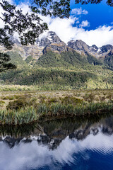 Wall Mural - Reflections of the Southern Alps in Mirror Lakes on the South Island of New Zealand