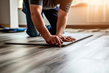 man changing the wooden floor of his house