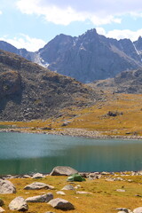 Wall Mural - Third stage of Ak-Suu Traverse trek  - Boz-Uchuk lakes in Tian Shan mountains, Karakol, Kyrgyzstan