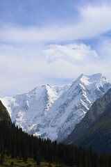 Wall Mural - Tenth stage of Ak-Suu Traverse trek with a view of Karakol peak and Aylanish glacier in Kyrgyzstan