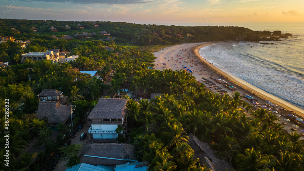 Puerto Escondido Oaxaca Mexico aerial of La punta Zicatela travel ...
