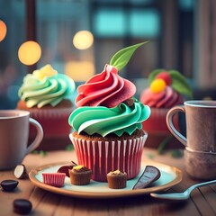 cupcakes and cup of coffee