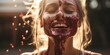 Delicious Face Girl with Chocolate Cake Smear