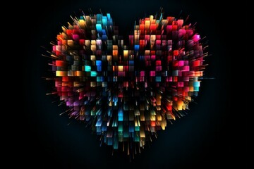 Wall Mural - heart on a dark background, abstract drawing, background with selective focus and copy space