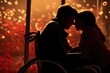 Love's resilience on display: a couple, one in a wheelchair, exchanges a heartfelt moment, reminding us that love knows no limitations