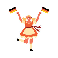 Poster - germany girl with dirndl and german flag