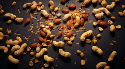 Wall Mural - peanuts background, food photography, copy space, 16:9