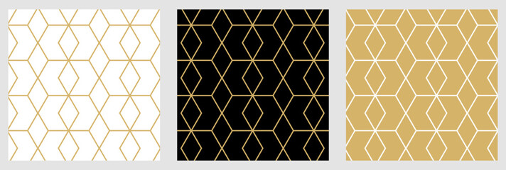 Aufkleber - Christmas pattern seamless star and gold line abstract geometric background luxury color vector. 