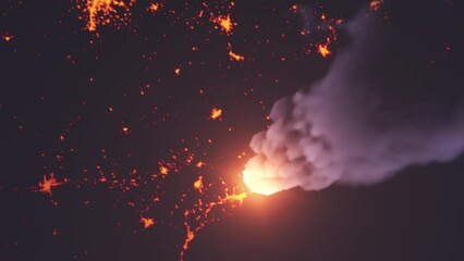Wall Mural - asteroid burning toward earth continent at night cinematic view of meteor burning close to impact ea