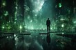 © soleg - futuristic metropolis panoramic view at night, streetlights, illumination