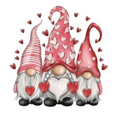 Wall Mural - valentine's day elf with a heart on a white background