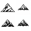 Mountain logo, thick black and white outline style,2d icon style, simple design, white background