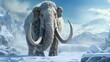 Mammoth walking in the north pole