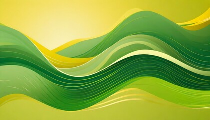 Wall Mural - an abstract background with wavy green and green waves on a yellow background generative ai