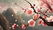plum blossom with chinese ink painting style 3d rendering