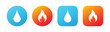 Water and Fire icon set, Natural elements symbol for apps and website