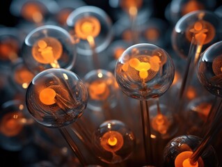 a close up of a bunch of light bulbs. generative ai.