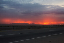Fiery Sunset Sky Over El Paso Highway