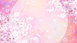 桜の背景素材　円形の枠　桜吹雪　お花見　入学　卒業　入園　卒園　入社　ひな祭り　雛祭り　16:9