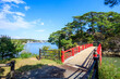 初秋の雄島と渡月橋　松島　宮城県松島町　Oshima and Togetsukyo Bridge in early autumn. Matsushima. Miyagi Pref, Matsushima town.	