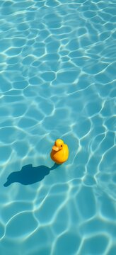 yellow rubber duck floating pool deep shadows texture streaming blue cad lines sunny clear