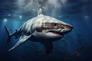 Wall Mural - Great white shark underwater