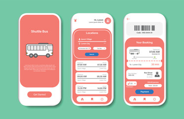 Wall Mural - application for shuttle bus tickets. collection of online shuttle bus interface templates. responsiv