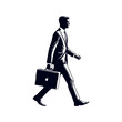 © Benevector - Walking businessman holding a suitcase silhouette vector illustration.