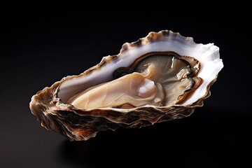 fresh oyster isolated on black background