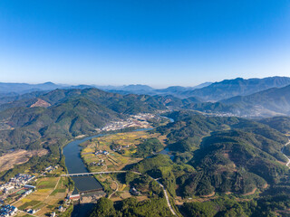 Wall Mural - Aerial photography of rural pastoral landscape