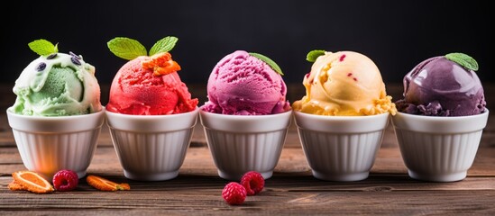 Wall Mural - Variety of fruit-flavored ice cream