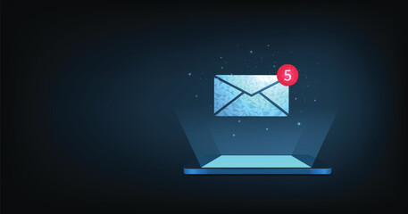 Aufkleber - Email communication and digital marketing concept. email envelope icon on a dark blue background. transmission email concept.	