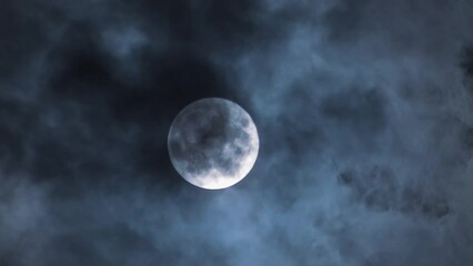 Wall Mural - mesmerising time lapse of clouds and full moon. perfect for mystical and atmospheric content. close-