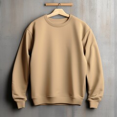 Beige sweatshirt positioned for mockup design, sweatshirt mockup photography, Generative Ai