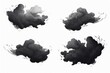 Dark smoke clouds set on white background, Generative AI