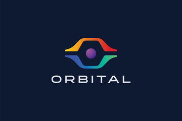 Canvas Print - Orbital Logo Tech Mobile App Software Sign Symbol Network Internet