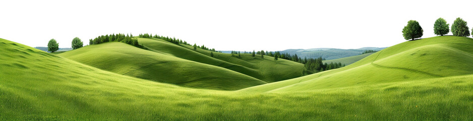 Picturesque green hills lanscape cut out