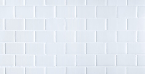 Wall Mural - white,glossy tile brick wall look clean hygiene background