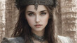 © niki spasov - Illustration of a girl in a medieval. Generative Ai