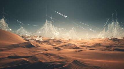 Wall Mural - an abstract desert of pixelated dunes, where the winds of data sculpt surreal landscapes in a virtua